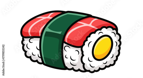Cartoon Sushi Nigiri with Salmon and Egg.