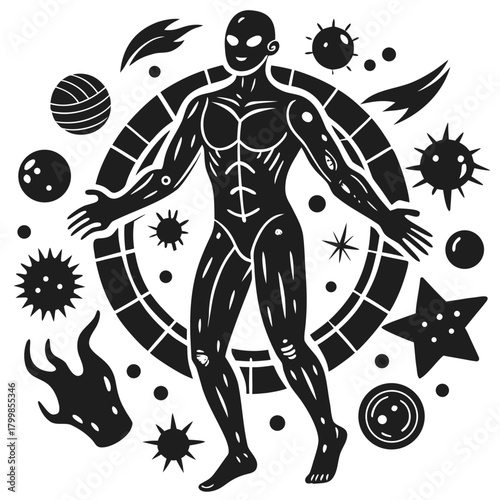 Human body immunity concept medical biology health disease defense.