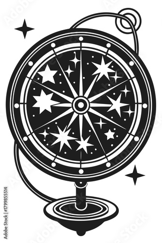 Mystical celestial compass star map guiding destiny illustration