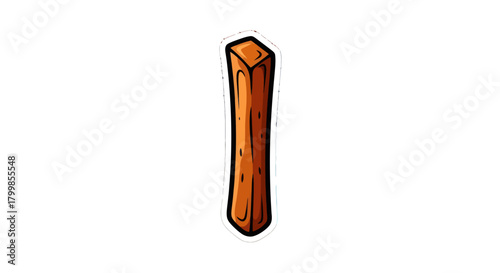 Cartoon Wooden Plank Illustration with Brown and Orange Tones.