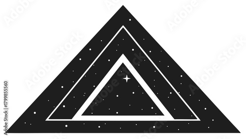 Minimalist geometric triangle with starry universe inside design