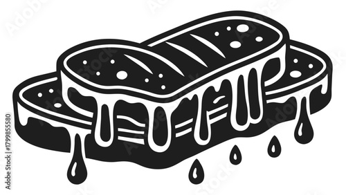 Cleaning sponges vector illustration with dripping liquid design