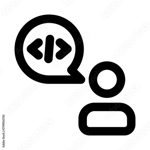 Developer Professional Line Icon. Modern minimal vector illustration representing software engineering, coding workflow, and programming