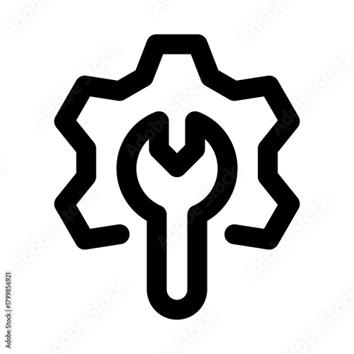 Maintenance Settings Professional Line Icon. Modern minimal vector illustration representing system service, configuration tools, and technical upkeep.