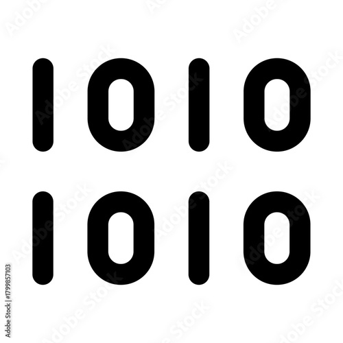 Binary Code Professional Line Icon. Modern minimal vector symbol representing digital data, coding structure, and computational information.