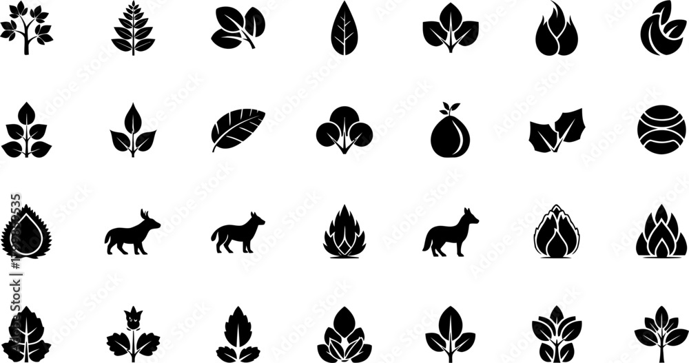 Fototapeta premium Leaf and nature icons collection Vector