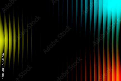 Abstract vertical light streaks create a dynamic and energetic background with vibrant yellow cyan and red hues on a dark canvas
