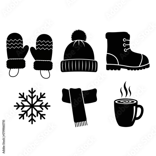 Collection of Winter Season Icons and Elements