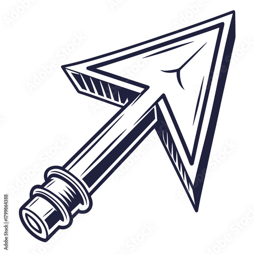 Stylized arrowhead icon with a shaft and rings