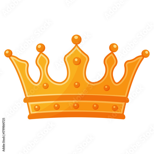 Golden Crown of Glory-A stylized golden crown vector featuring five symmetrical points, each adorned with circular ornaments.