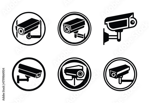 cctv camera security vector icon set. Technology silhouette icons