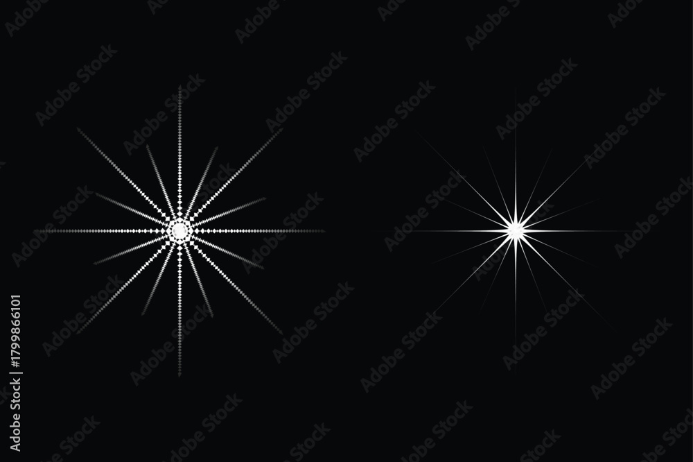 Fototapeta premium Two bright starbursts, one large and one small, shine against a, creating a celestial effect