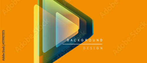 Abstract geometric shapes overlap, creating vibrant visual effect. Orange background complements layered design elements. Modern, clean aesthetic.