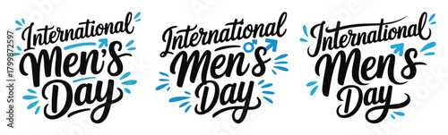 International Mens Day lettering set vector calligraphy illustration for greeting cards banners and socia