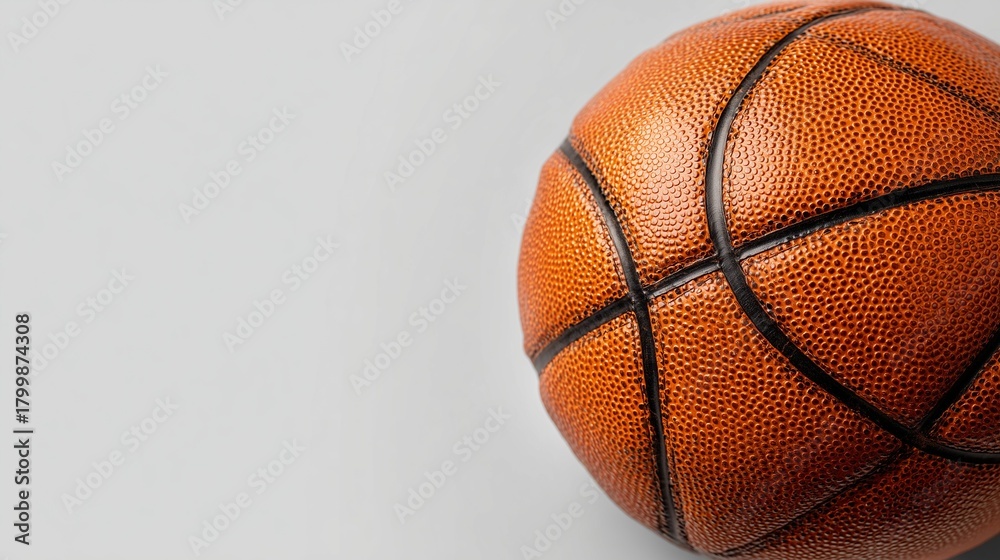 Fototapeta premium Close-up of a basketball on a plain background with copy space
