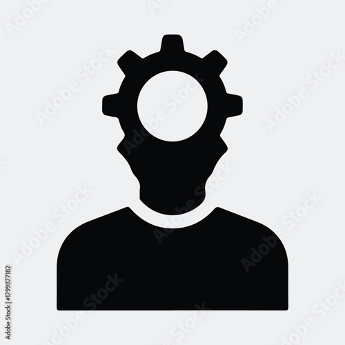 Silhouette abstract head with gear machine process thinking vector illustration
