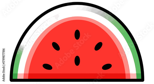 A Simple Slice of Juicy Watermelon with Black Seeds.