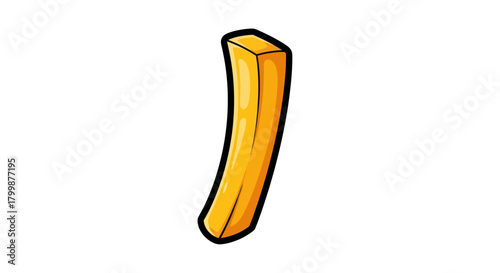 A single french fry with a curved shape and golden brown color.