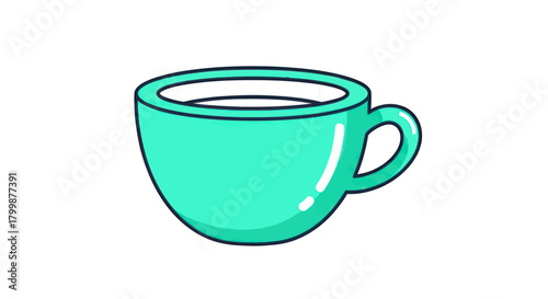 A vibrant turquoise teacup filled with a warm beverage, ready to enjoy.