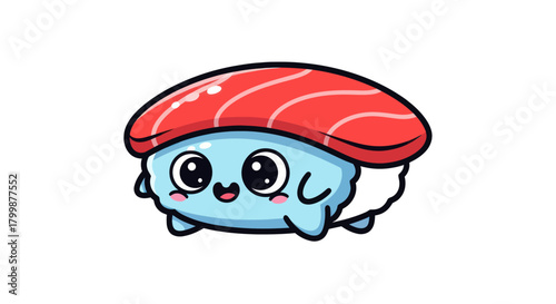 Adorable Sushi Character with Big Eyes and a Happy Smile.