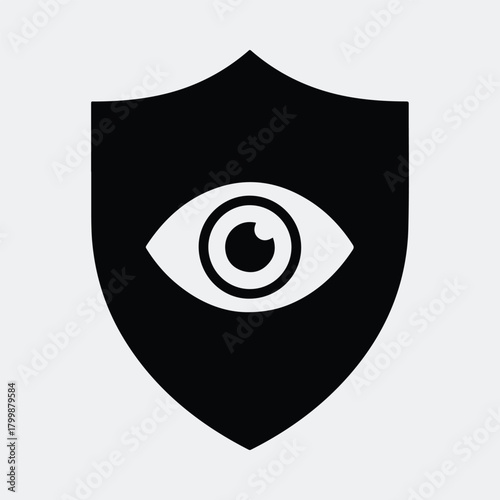 Silhouette eye inside security shield privacy concept vector illustration