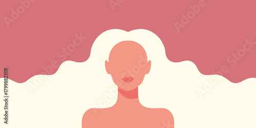 Abstract woman with long flowing blond hair. Woman with long blonde hair. Minimalist template for beauty salon, hair salon, Womens Day