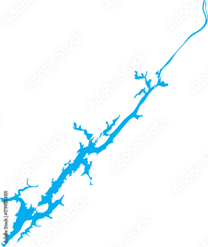 Lake Guntersville Reservoir in Alabama Map Shape