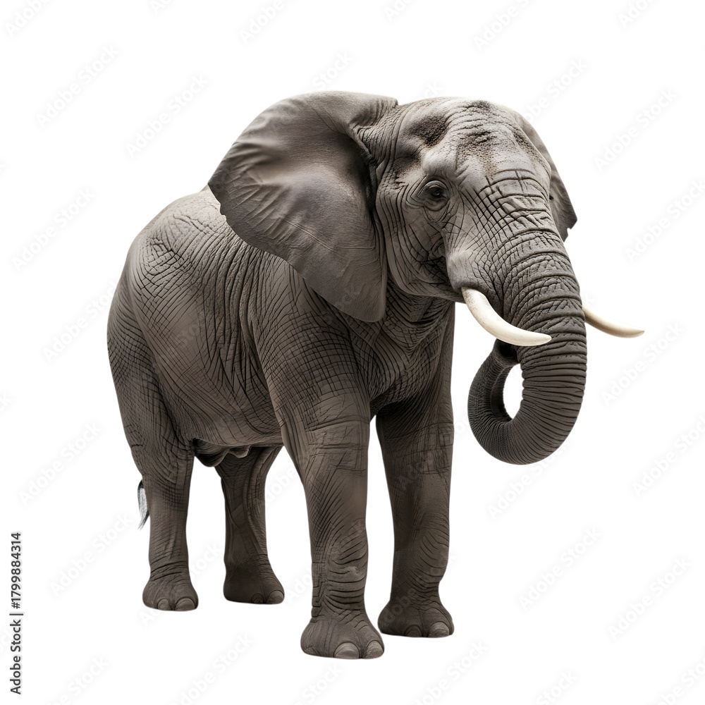 Fototapeta premium African elephant with tusks isolated on transparent background