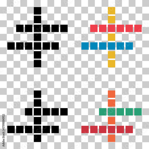 Set of Crossword concept icon, cross word graphic, web flat vector illustration .