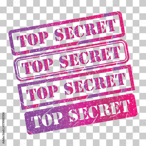 Set of Top secret stamp symbol, label sticker sign button, text banner vector illustration .