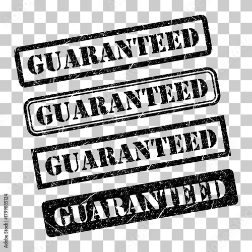 Set of Guaranteed stamp symbol, label sticker sign button, text banner vector illustration .