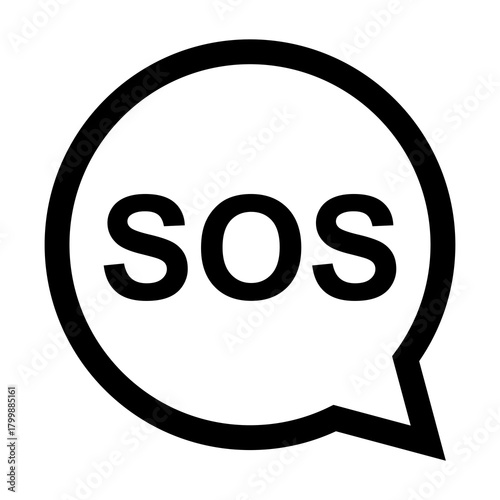 SOS help icon, safety support alert flat design, save vector illustration .