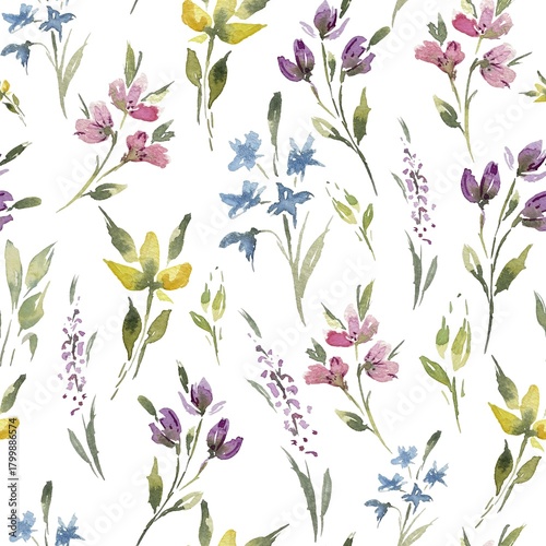 Watercolor painting of wildflowers, tenderness, spring