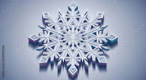 Detailed snowflake isolated on blue background, a symbol of winter season