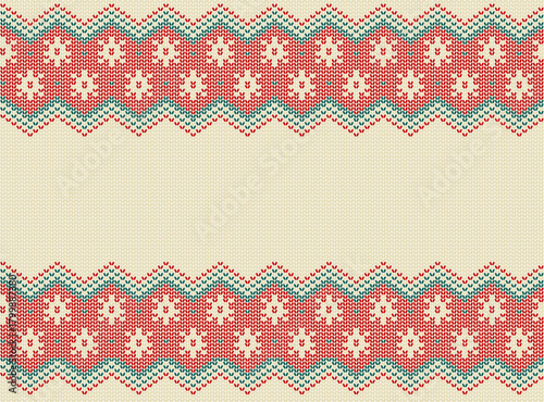 Christmas seamless pattern knitted sweater style background. Vector.
