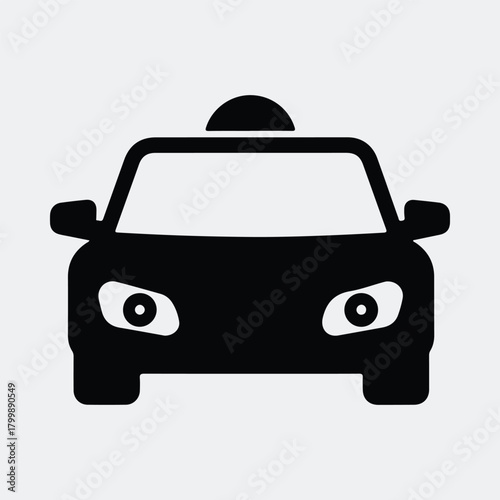 Silhouette of a taxi car front view transport vector illustration