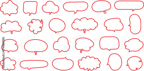 collection of hand drawn doodle speech bubbles various empty bubbles vector illustration  