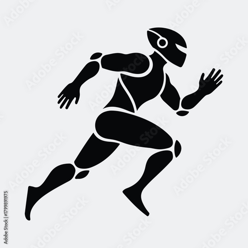 Silhouette running robot futuristic artificial intelligence machine vector illustration