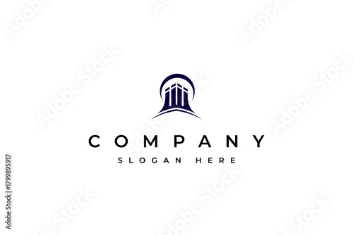 Four pillars logo with flat vector design style suitable for legal business, law firm, museum building and others