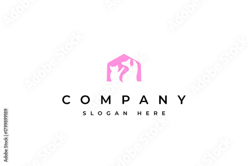 pet care home logo in flat vector design style