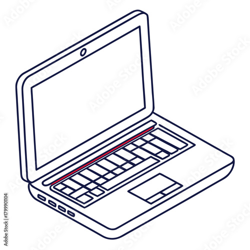Isometric laptop illustration with a clean and modern design isolated on