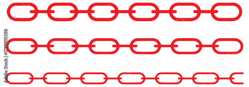 Metal chain link set in various sizes and styles, vector illustration, heavy-duty chains, isolated on white background, industrial use