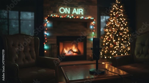 Christmas Podcast On-Air Mic Zoom Looping HD — Set 9 of 20