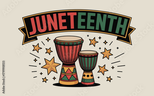 Juneteenth Celebration Drums and Stars Banner freedom