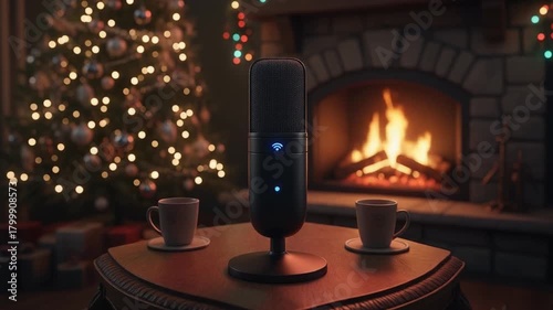 Christmas Podcast Mic Zoom Extreme Close Looping HD