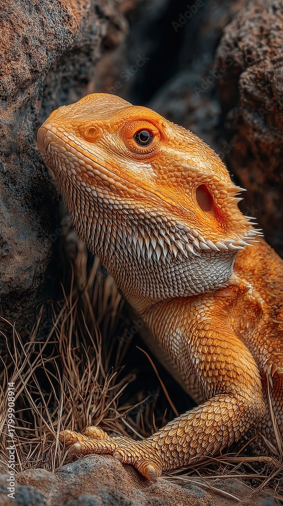 Obraz premium Vertical bearded dragon lizard