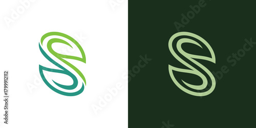 Letter S Organic Logo Design with Curved Line Shape Symbol Fresh Growth, Natural Flow, and Eco Branding for Organic Product Business, Wellness, and Sustainable Lifestyle Company