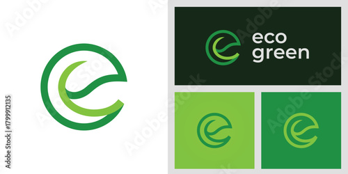 Letter E Eco Green Logo Icon with Organic Circular Symbolizing Fresh Growth, Sustainability, and Environmental Innovation for Eco Brand, Green Product Business, and Nature Friendly Company