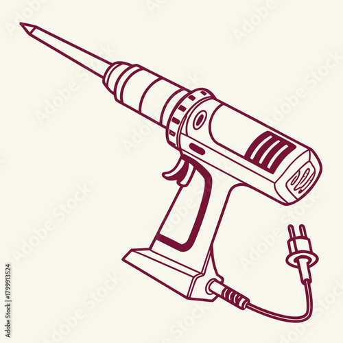 Illustration of an electric drill, a tool for making holes, isolated on