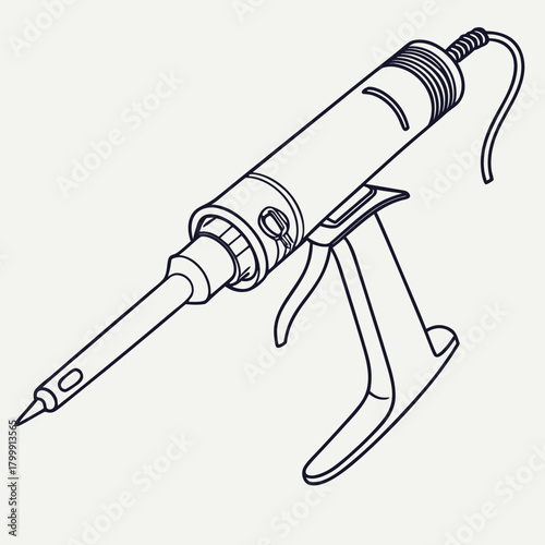 Illustration of a caulking gun, a tool used for sealing gaps, isolated on